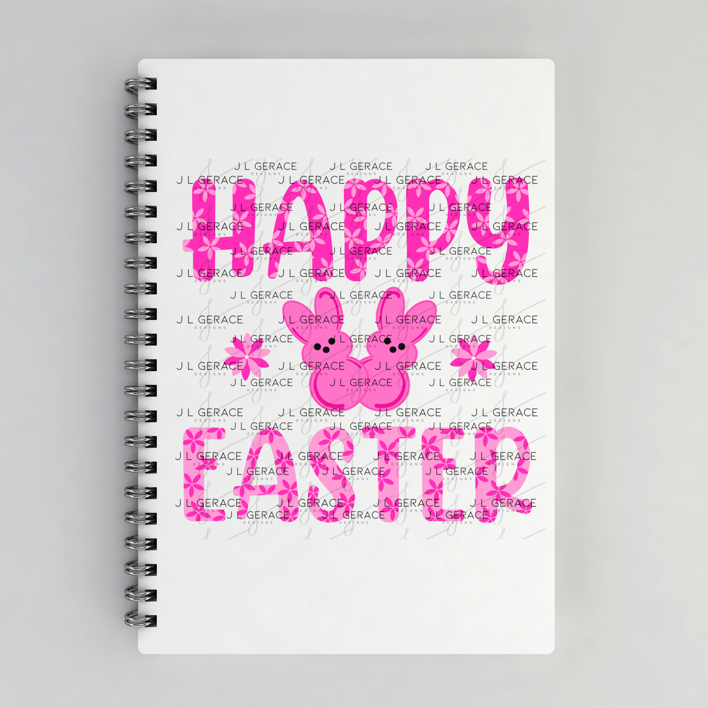Happy Easter Pink Bunny Peep Flowers Clipart Sublimation PNG