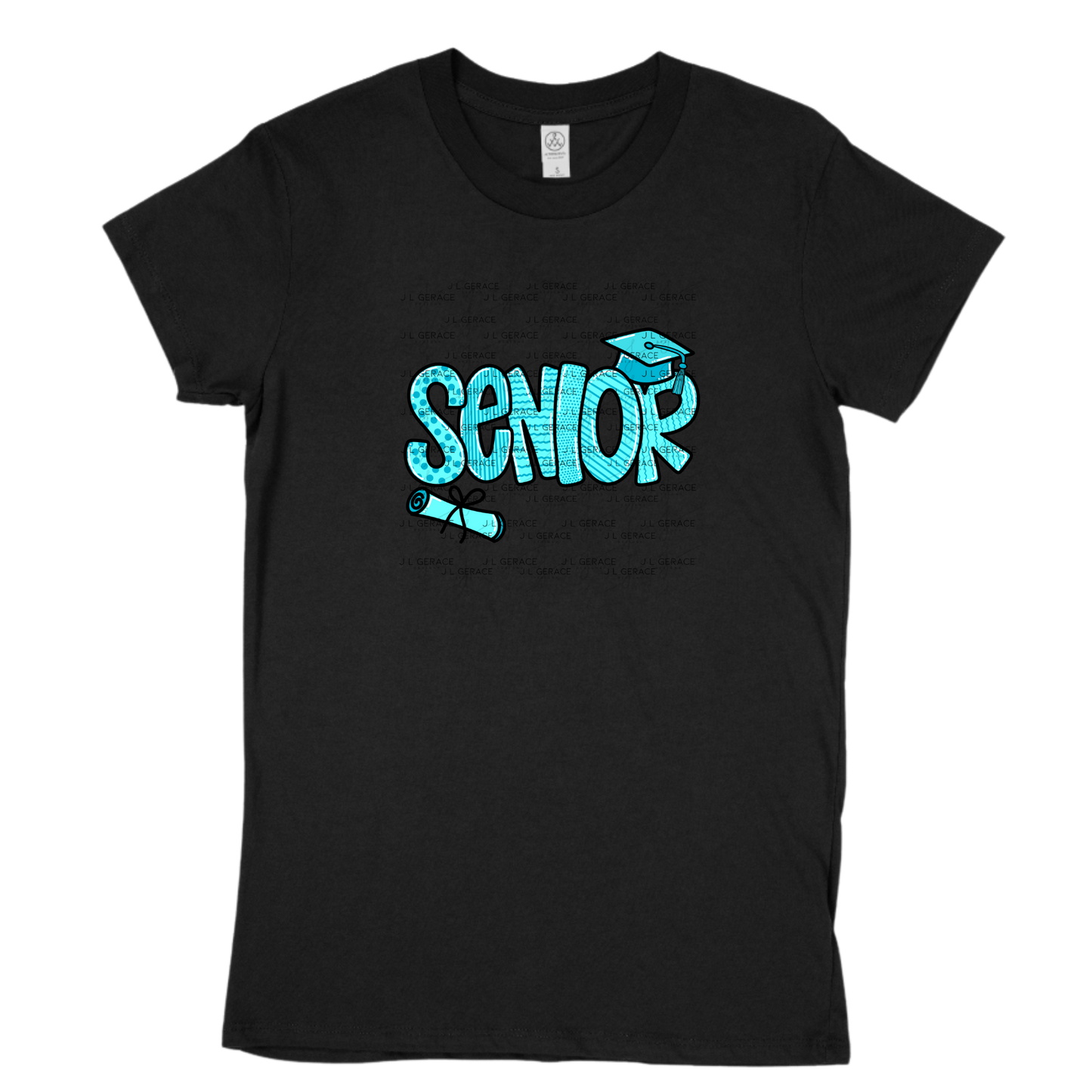 Senior PNG – Teal Pattern Graduation Sublimation Design