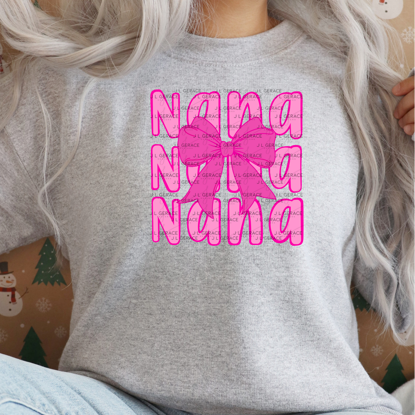 Nana Bow PNG – Pink Coquette Style Sublimation Design