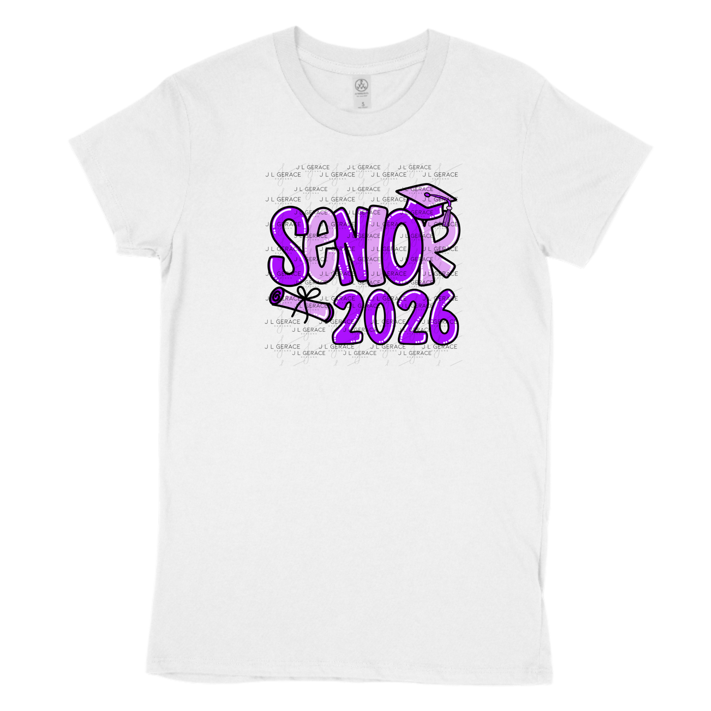 Senior 2026 PNG – Purple Graduation Cap and Diploma Design
