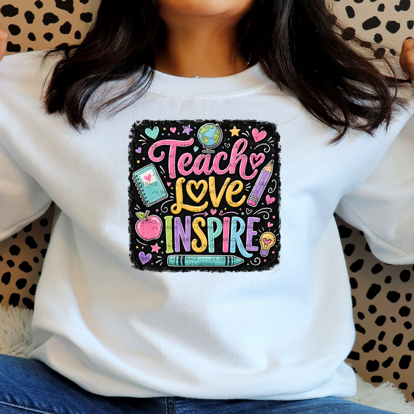 Teach Love Inspire Chalkboard Teacher PNG Digital Download