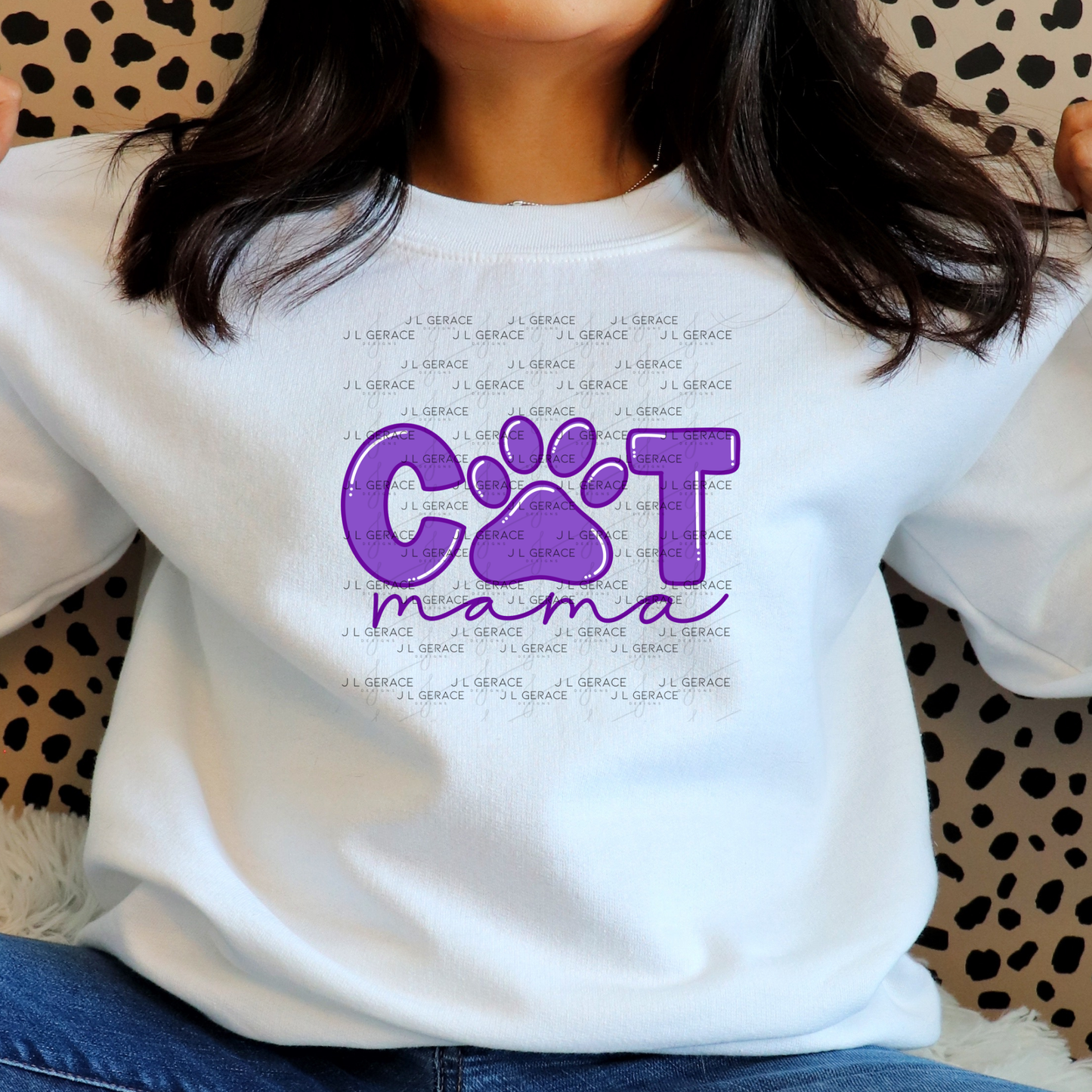 Cat Mama PNG – Purple Paw Print Pet Lover Sublimation Design