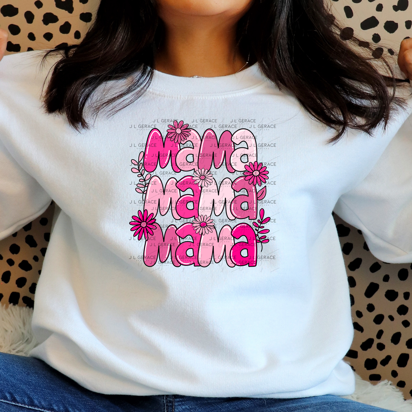 Mama Mama Mama Pink Floral PNG Design