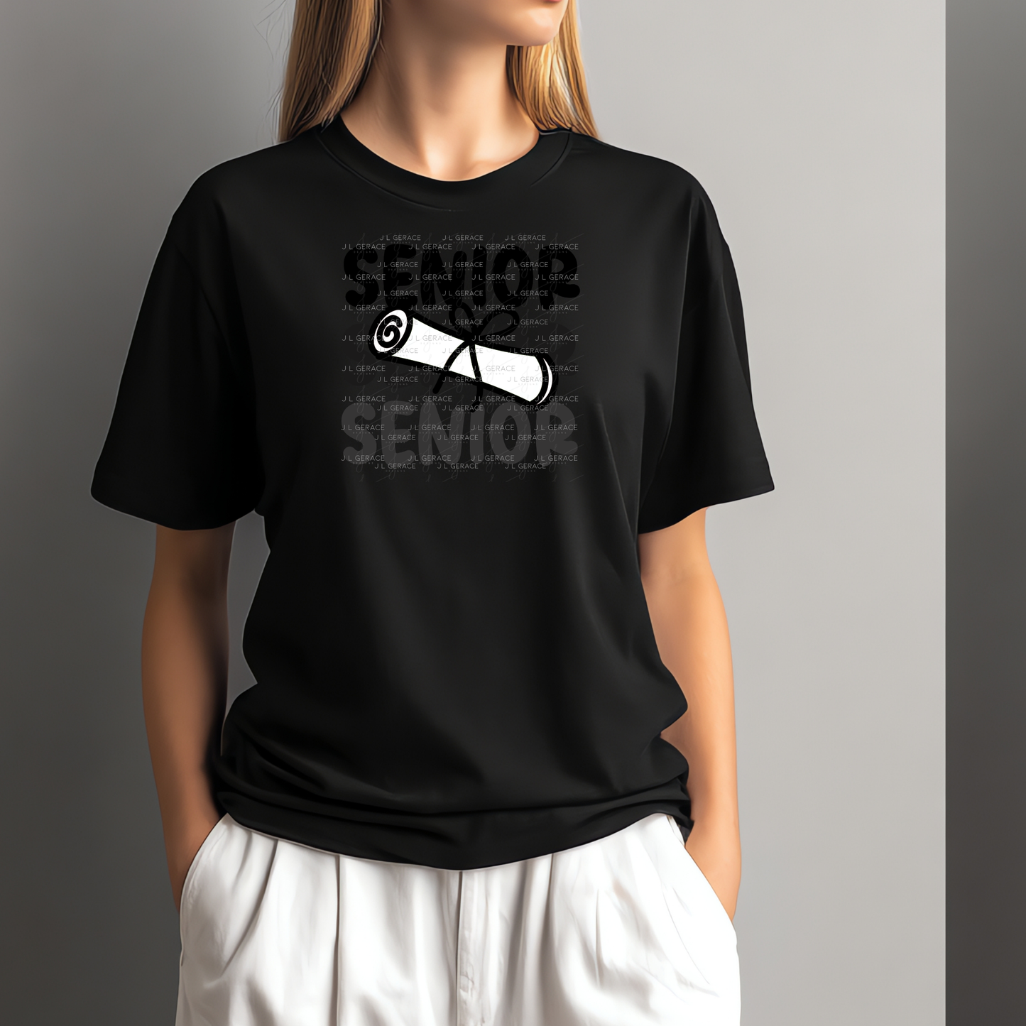 Senior PNG – Black Diploma Graduation Lettering Design