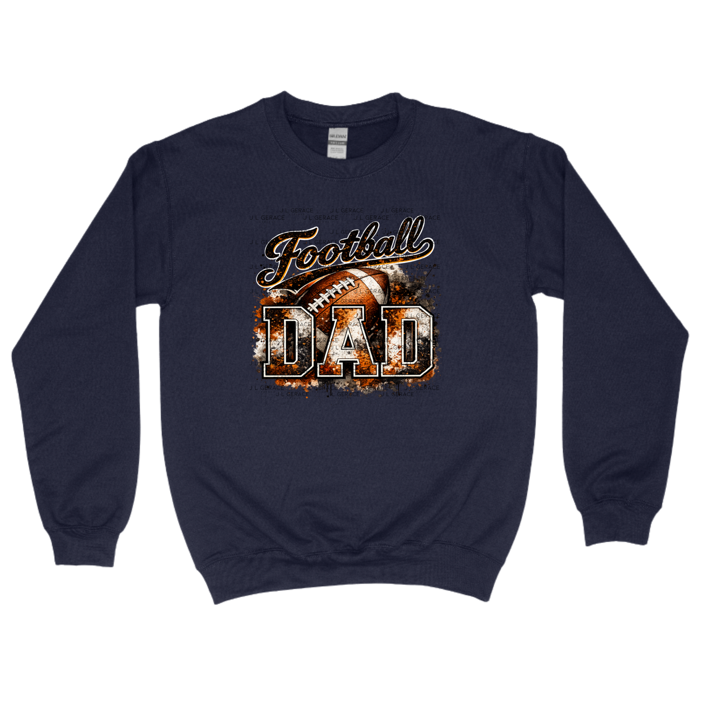Football Dad PNG – Orange Black Paint Splatter Sports Design with Football