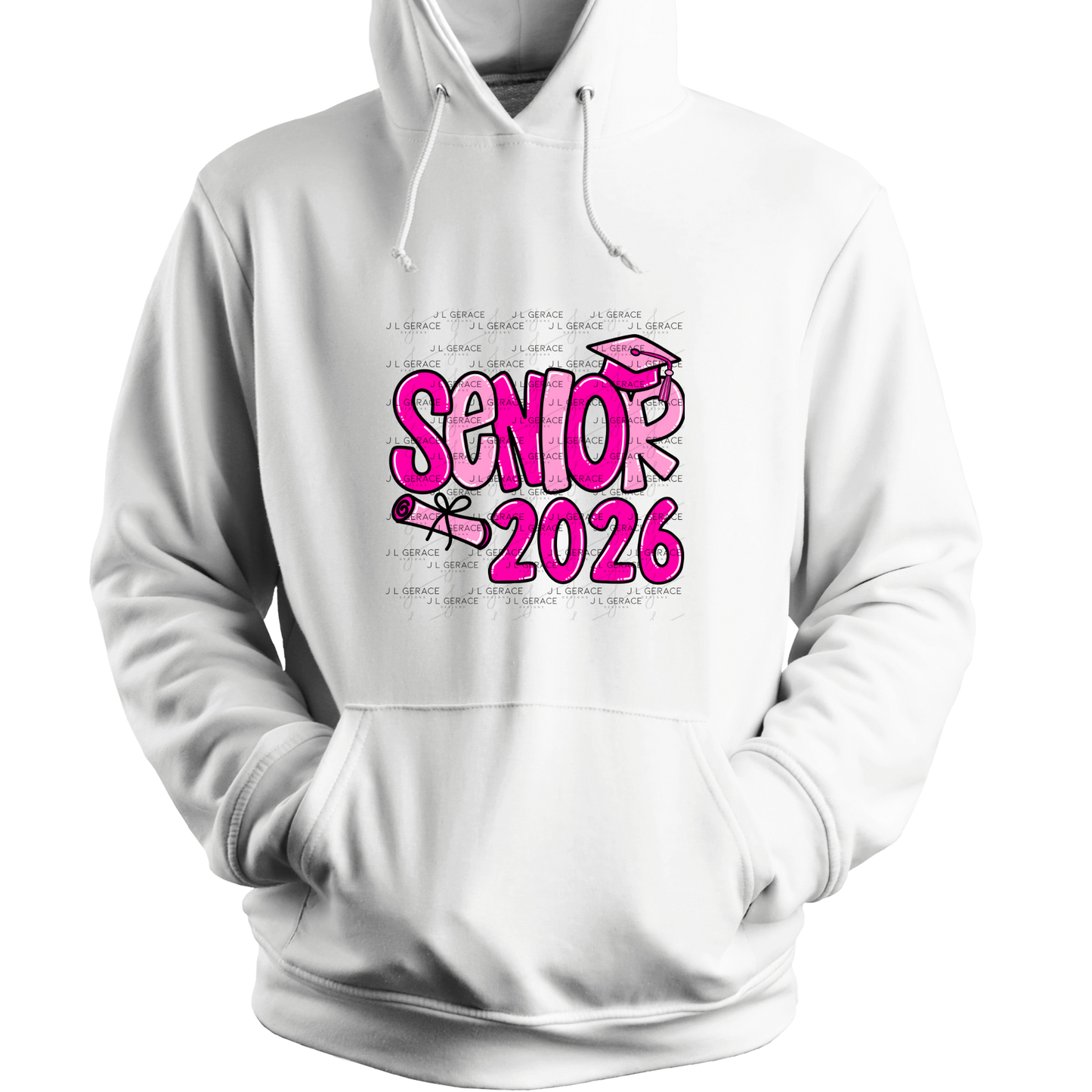 Senior 2026 PNG – Hot Pink Graduation Cap and Diploma Design