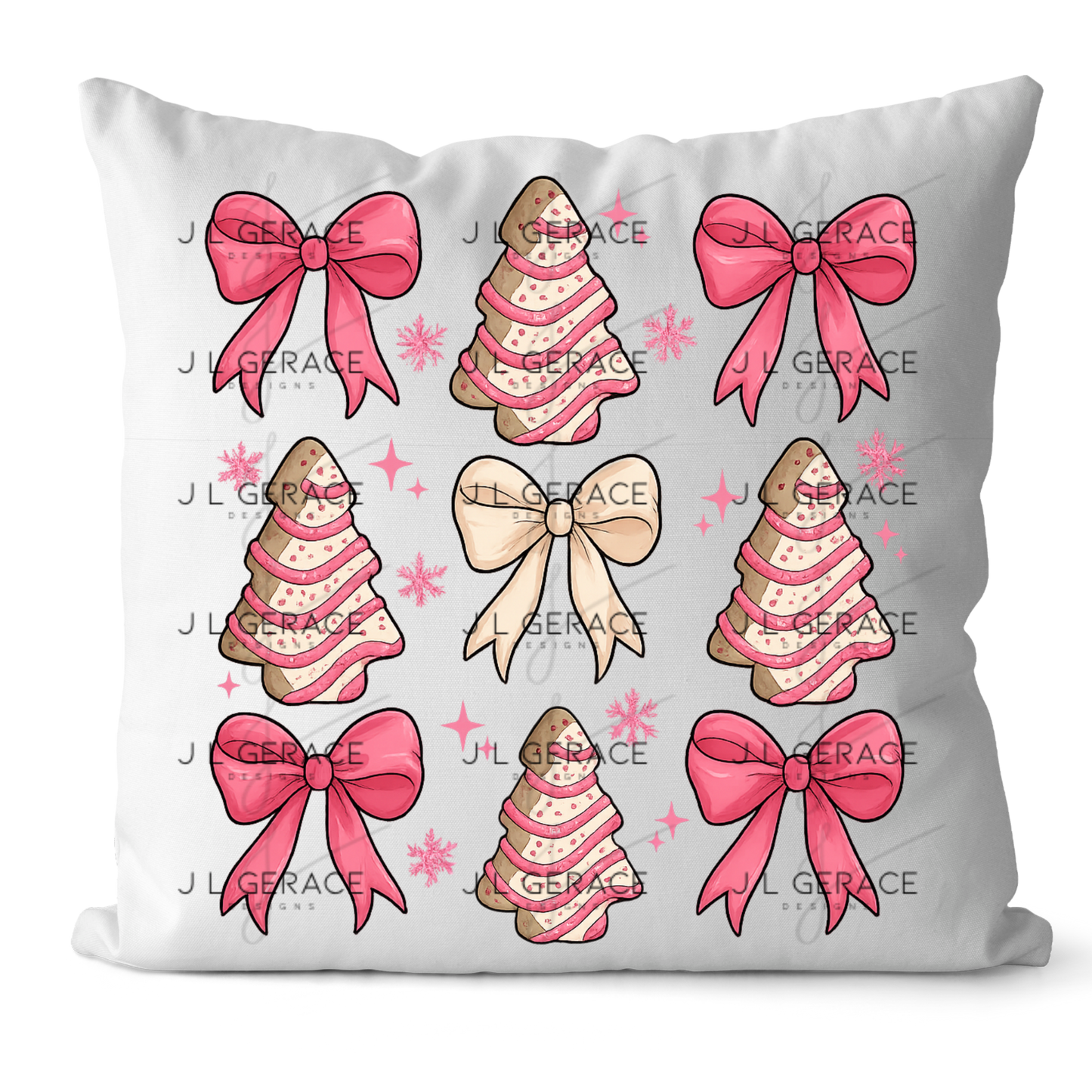 Pink Christmas Tree Cookie & Bow PNG Clipart Set – Glossy Holiday Elements