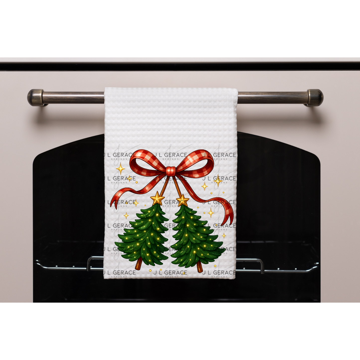 Christmas Bow & Tree Duo PNG Clipart – Glossy Holiday Ribbon and Tree Design