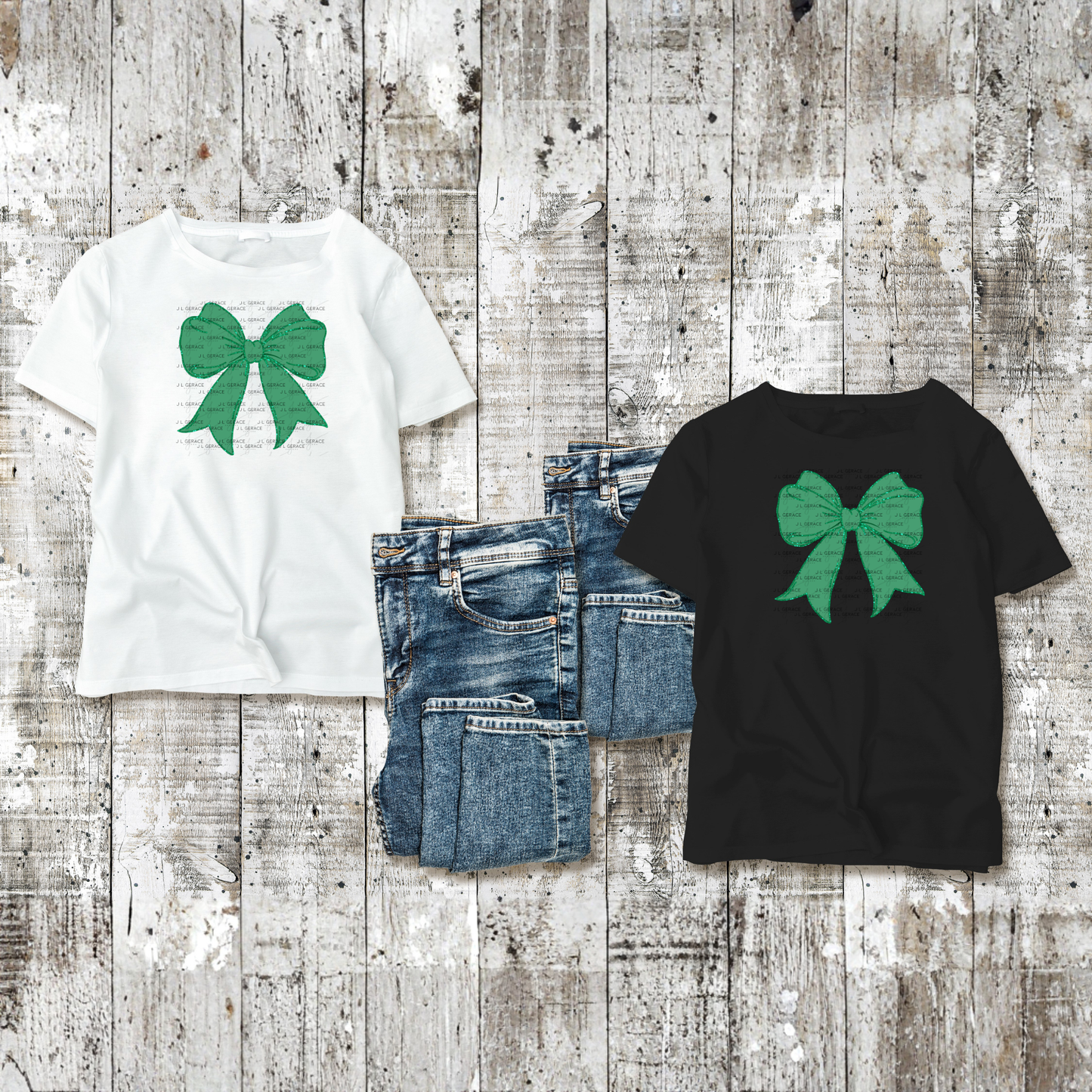 Green Glitter Bow PNG, St Patrick Bow Clipart, Emerald Glitter Ribbon Design, Sublimation PNG Download