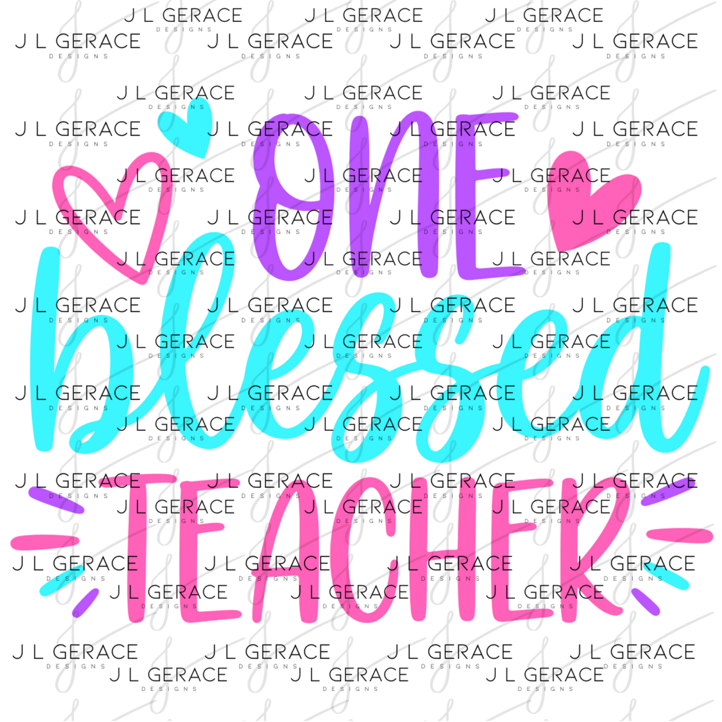 One Blessed Teacher Color PNG