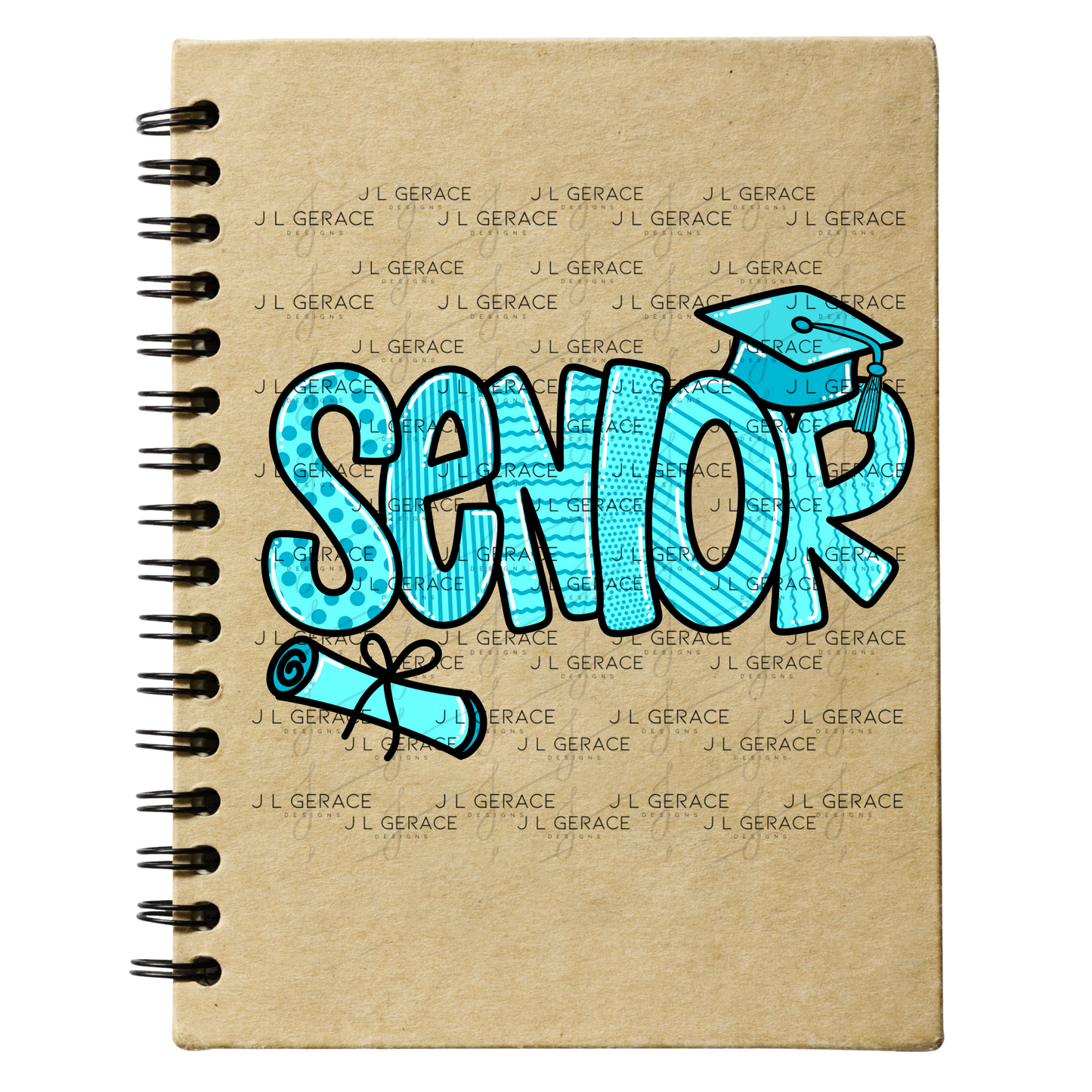 Senior PNG – Teal Pattern Graduation Sublimation Design