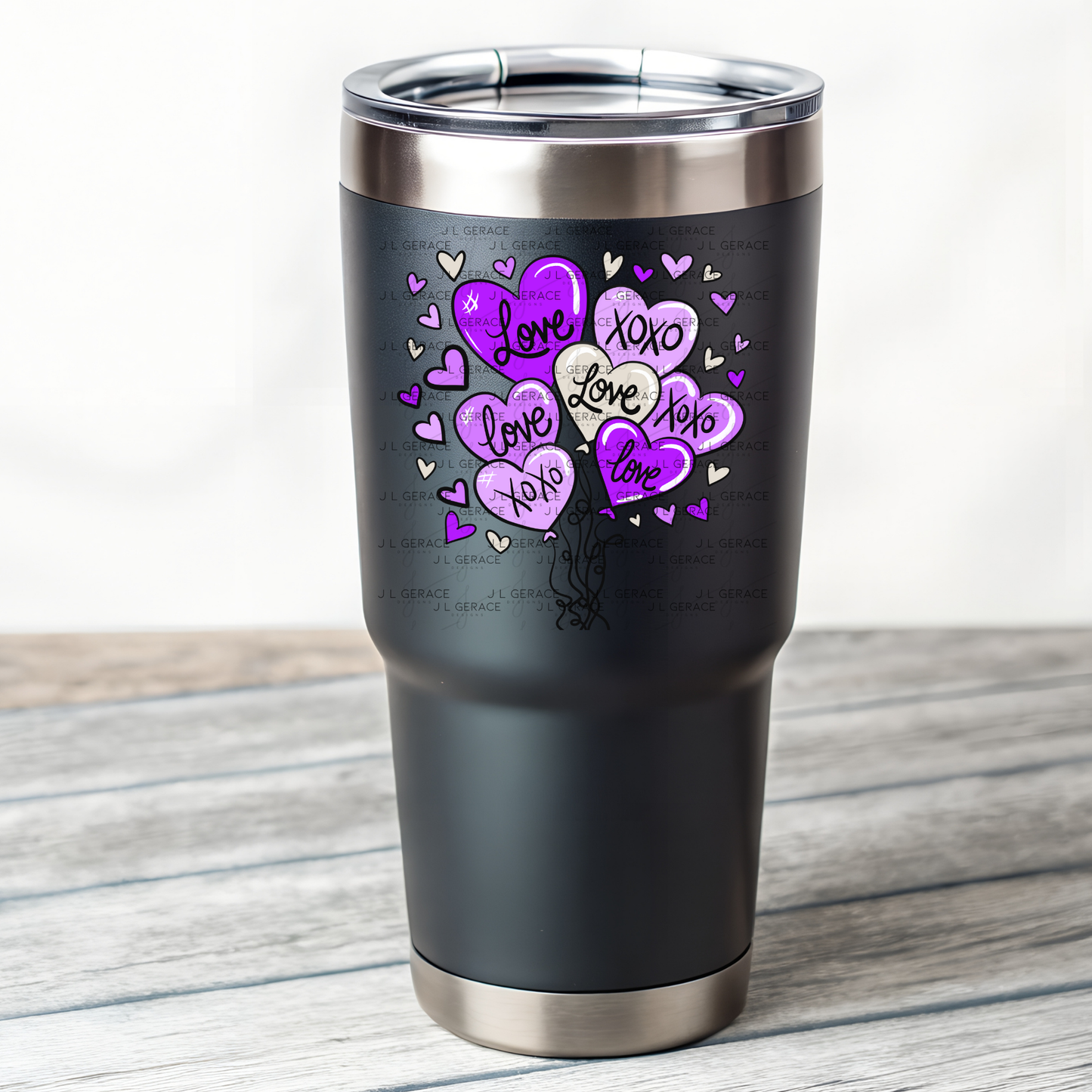 Purple Love & XOXO Heart Balloon Bouquet PNG
