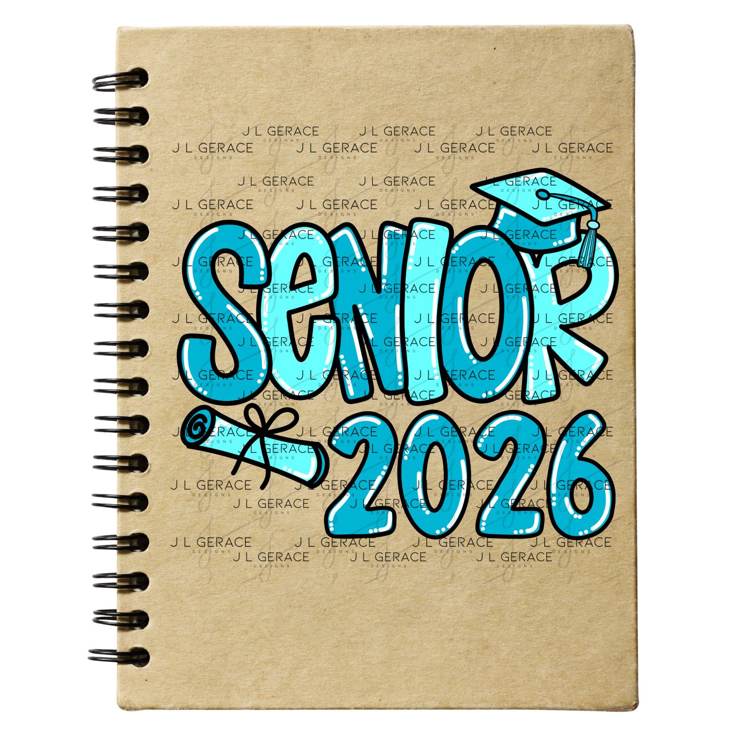 Senior 2026 PNG – Turquoise Graduation Cap and Diploma Design