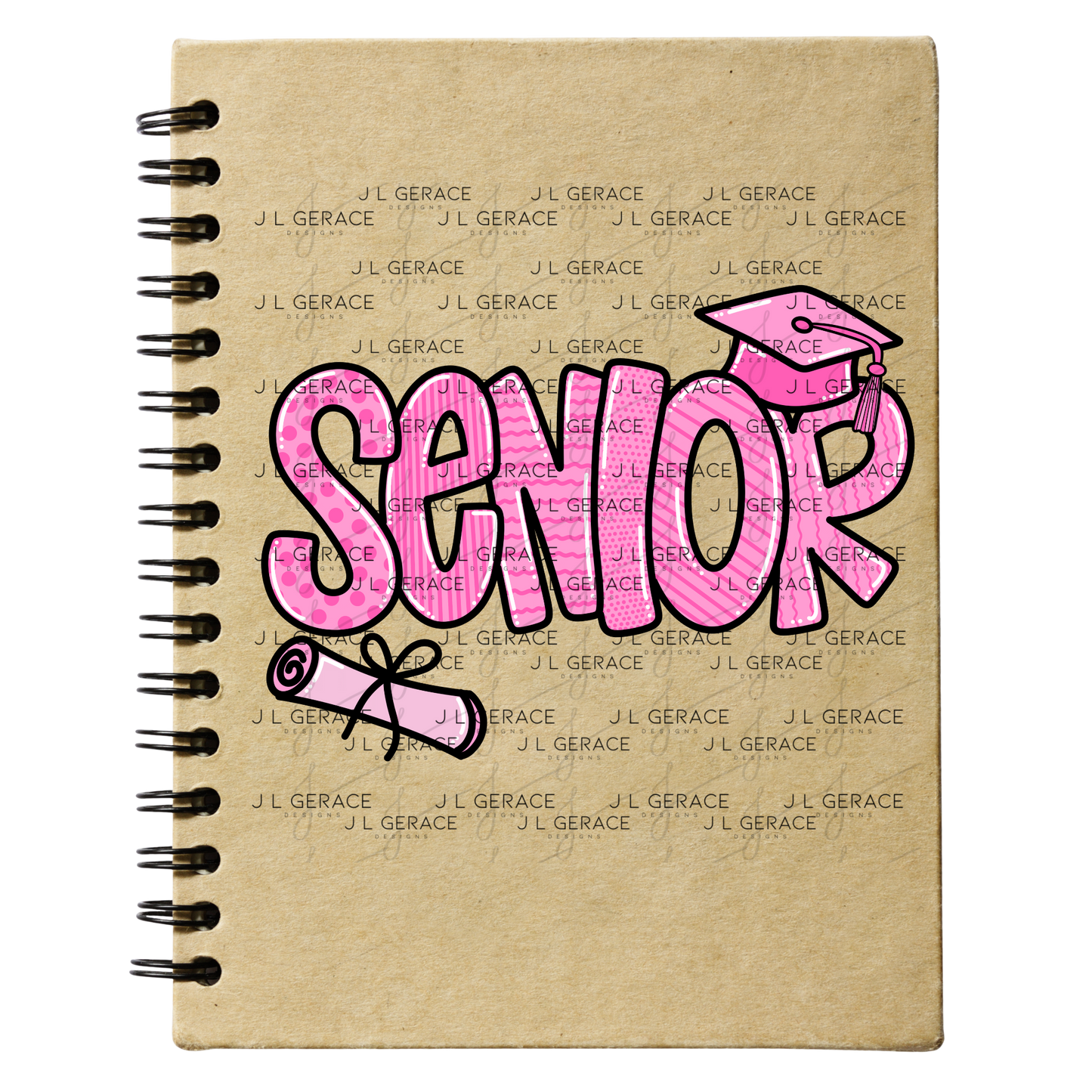 Senior PNG – Pink Pattern Graduation Sublimation Design