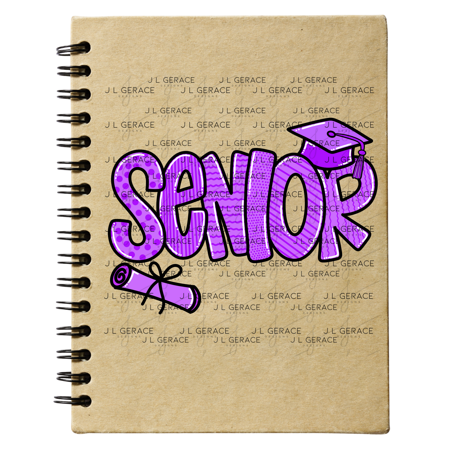 Senior PNG – Purple Pattern Graduation Sublimation Design