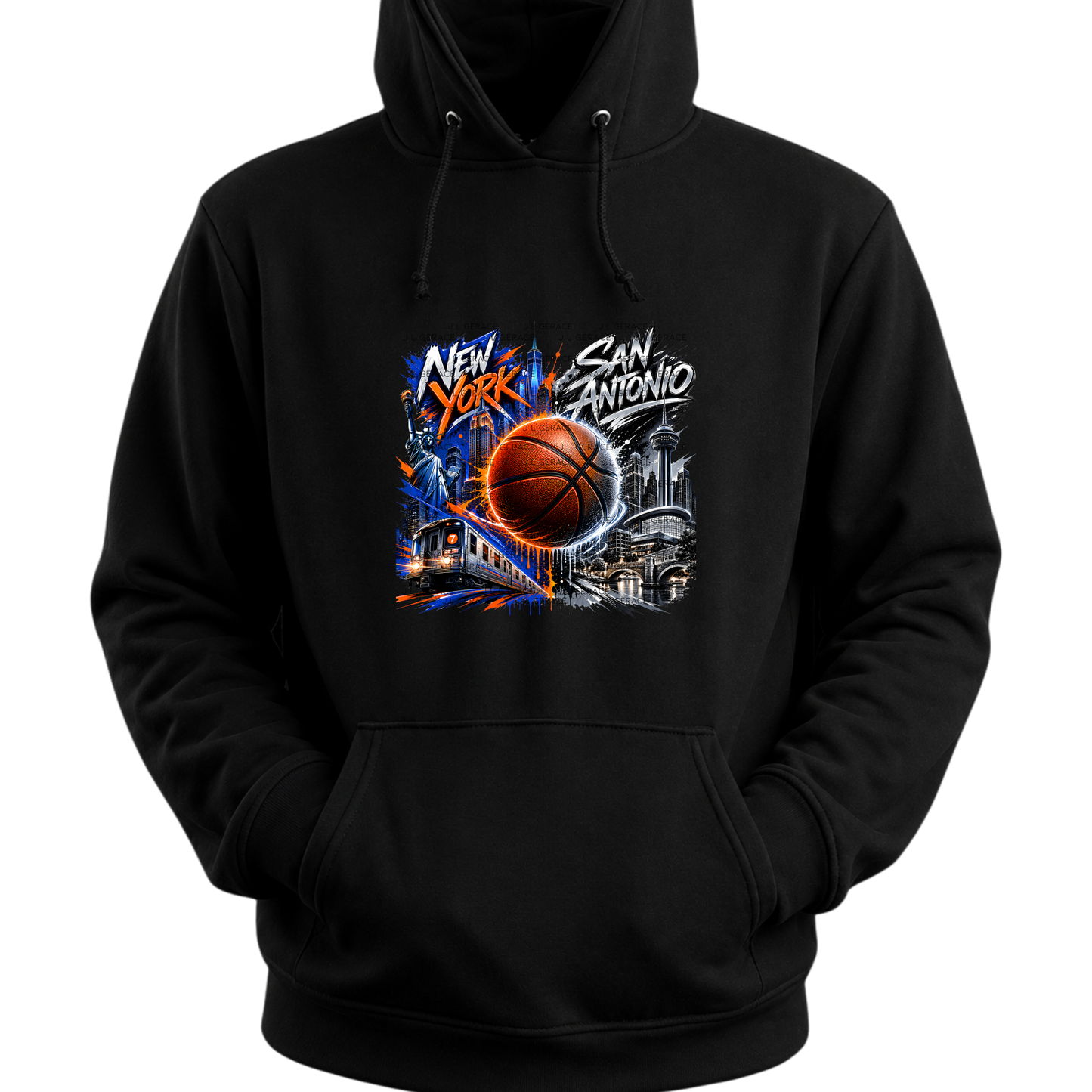 New York vs San Antonio Graffiti Basketball PNG Design