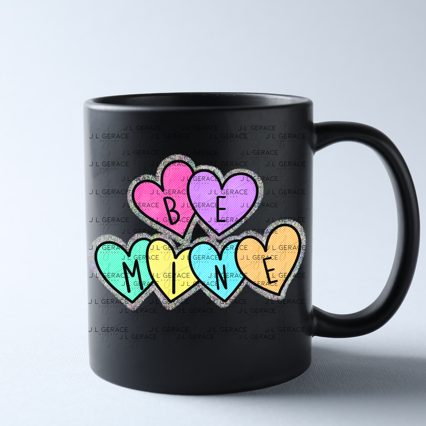 Be Mine Heart Letter PNG with String Glitter Outline – Valentine Digital Download