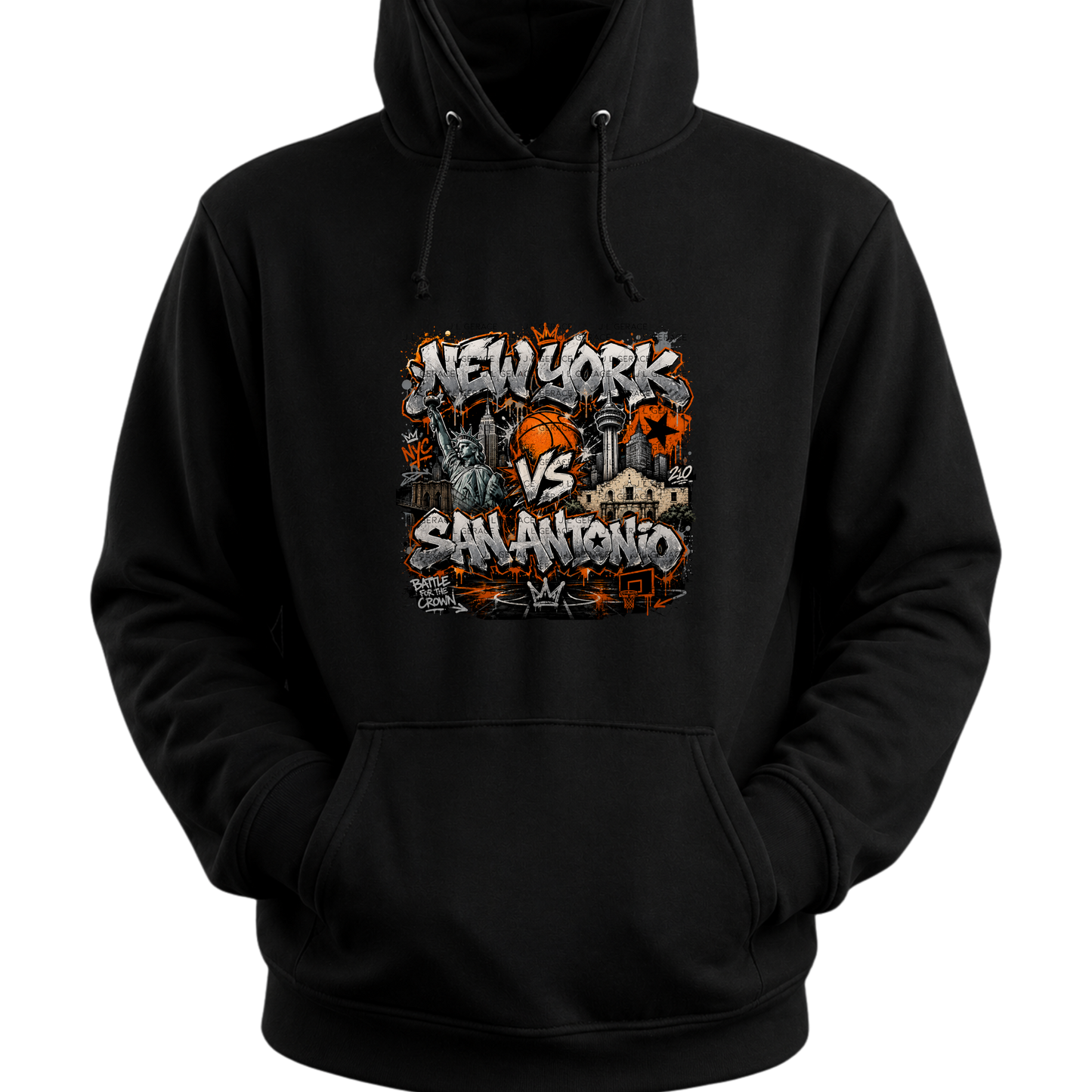 New York vs San Antonio PNG Graffiti Basketball Championship Sublimation Design