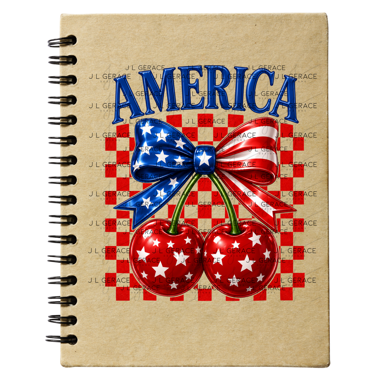 America Patriotic Cherries Bow PNG Design