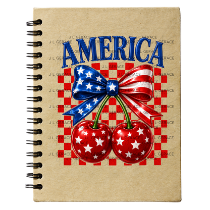 America Patriotic Cherries Bow PNG Design