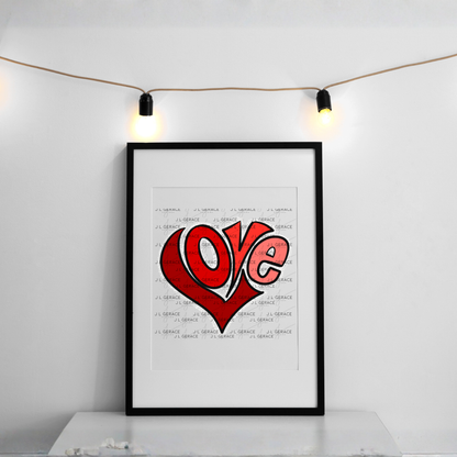 Red Love Heart Letter PNG with Glitter Outline Design