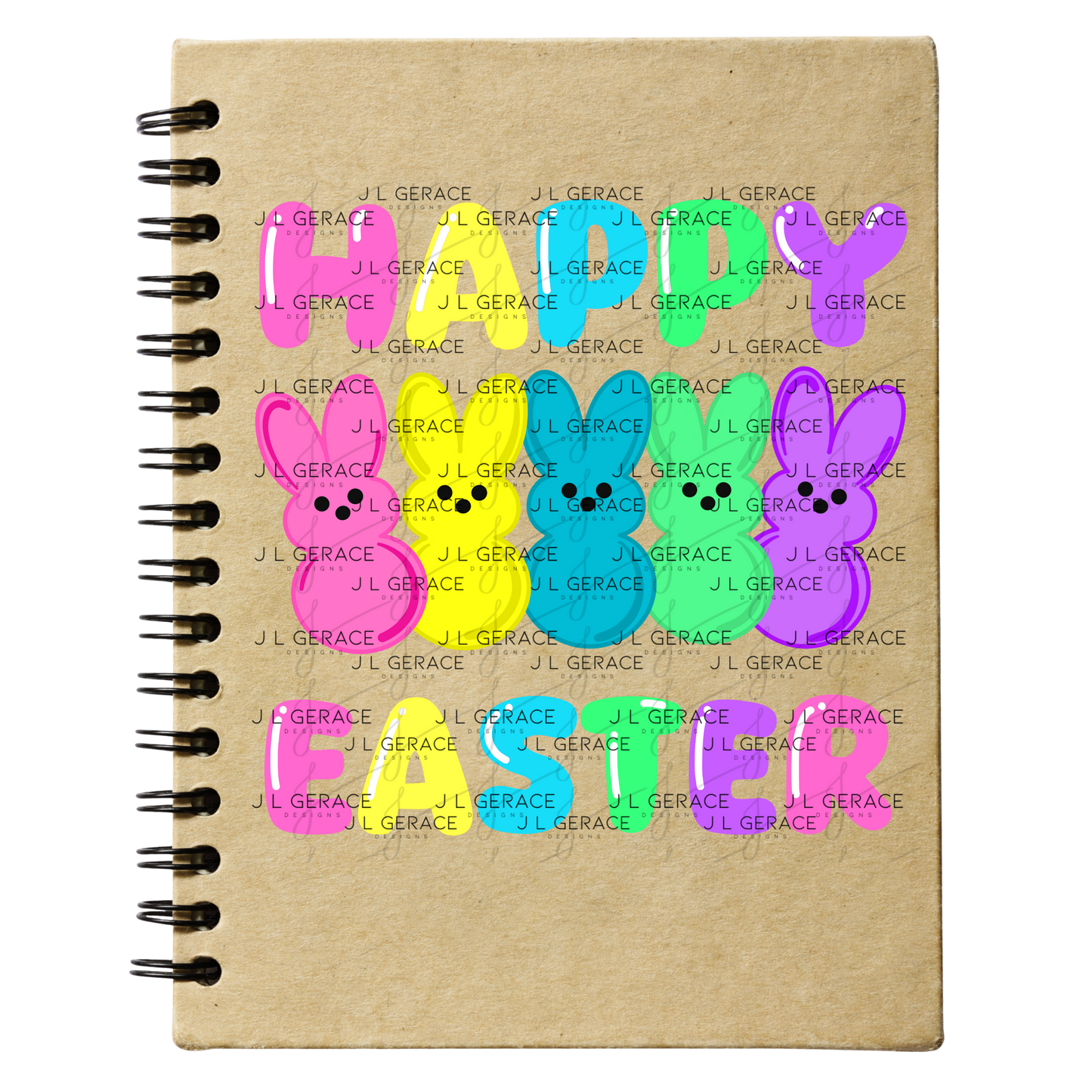 Happy Easter Bunny Clipart Sublimation PNG Peeps Bunny Colorful Design