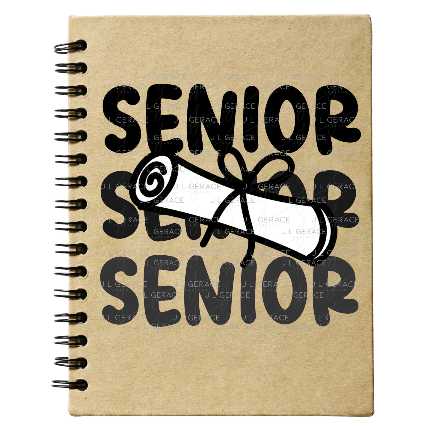 Senior PNG – Black Diploma Graduation Lettering Design