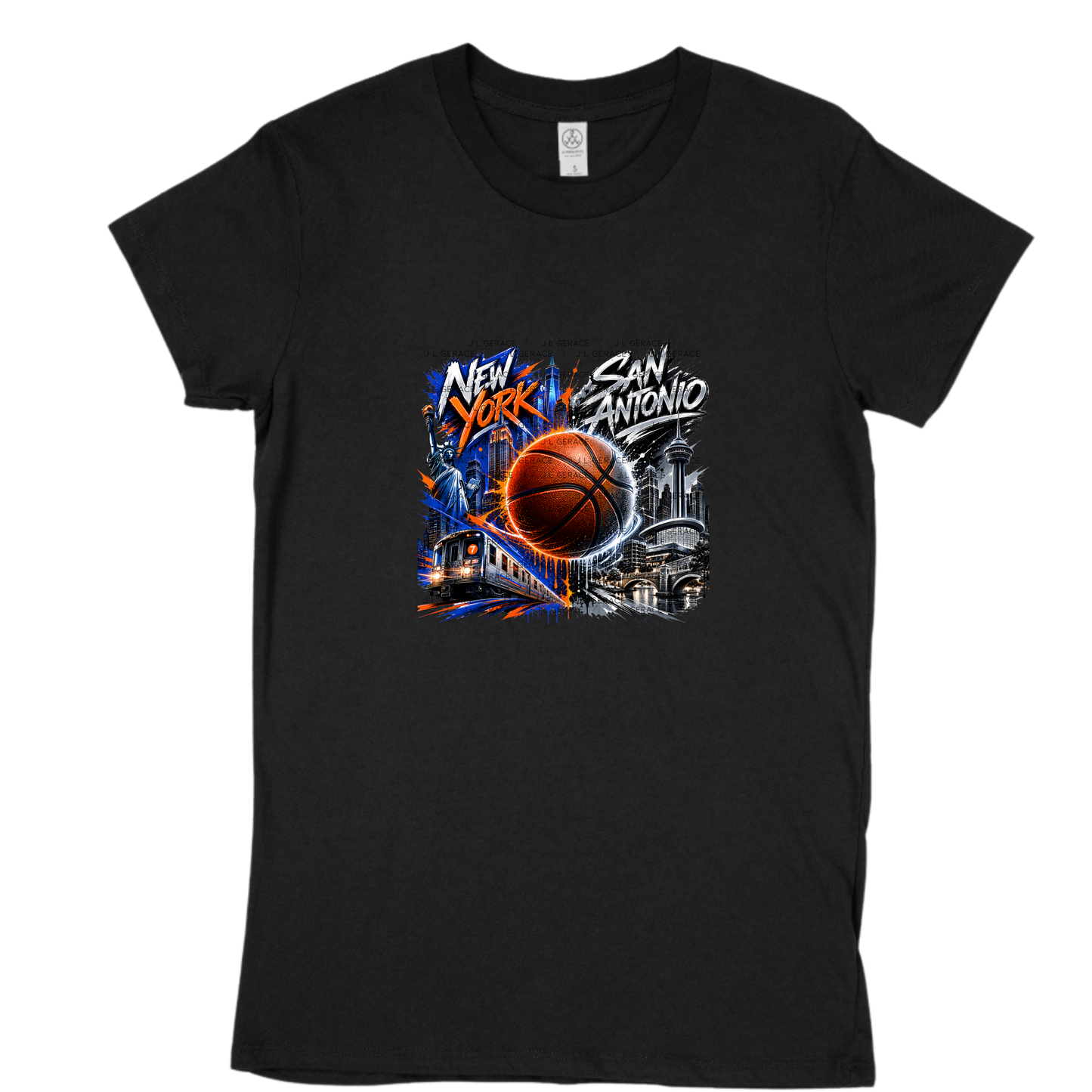 New York vs San Antonio Graffiti Basketball PNG Design