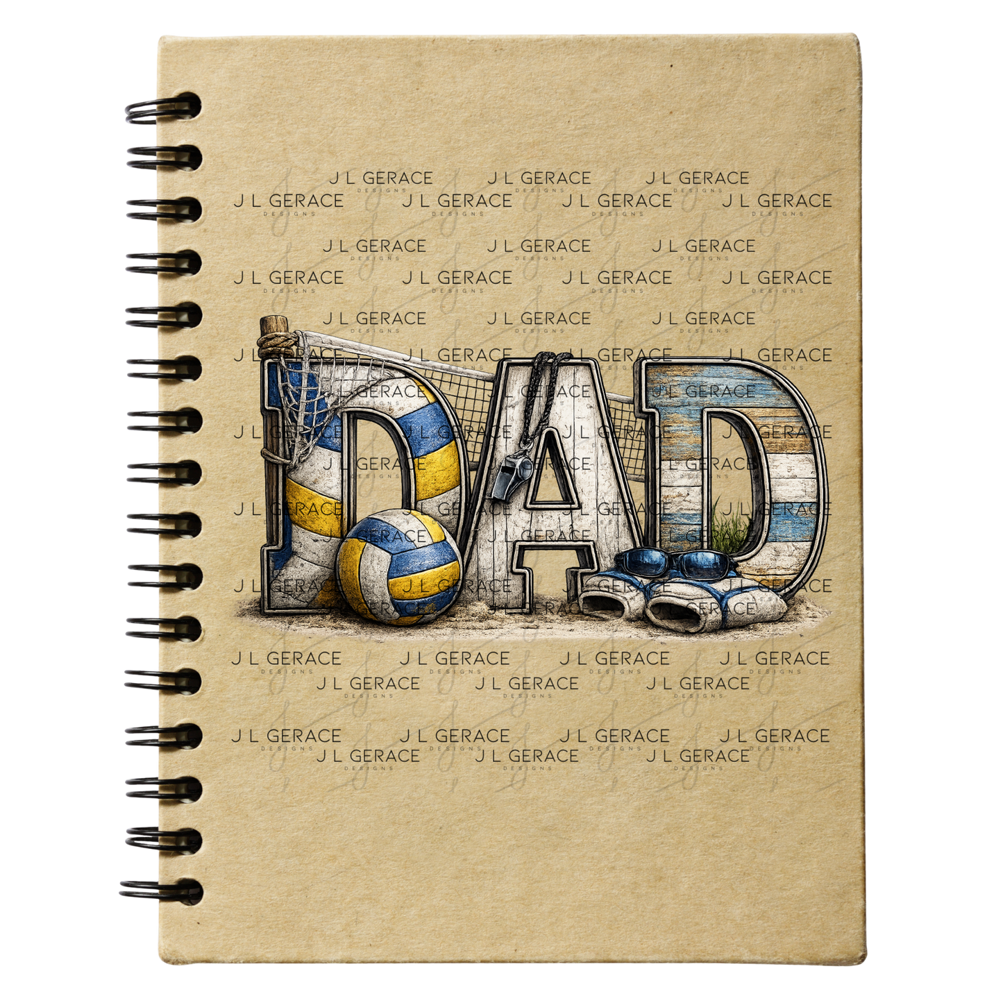 Dad PNG – Volleyball Beach Sports Design with Net Sand and Ball