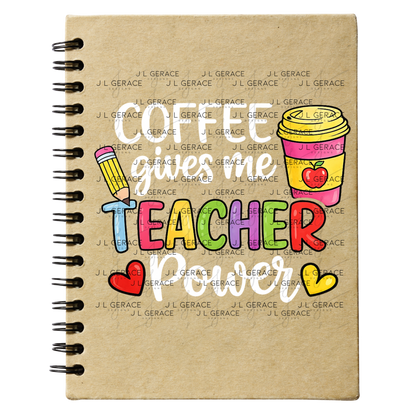 Coffee Gives Me Teacher Power PNG Sublimation Design Teacher Appreciation Digital Download