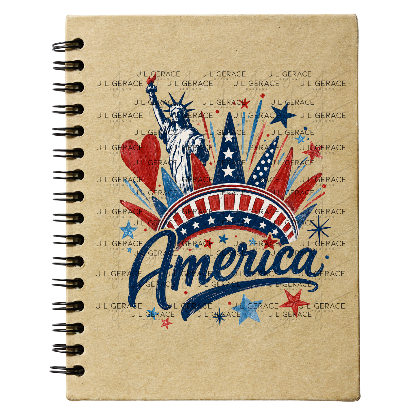 America Statue Liberty Fireworks Patriotic PNG Design