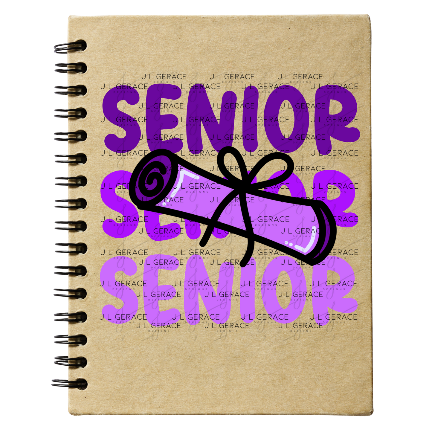 Senior PNG – Purple Diploma Graduation Lettering Design