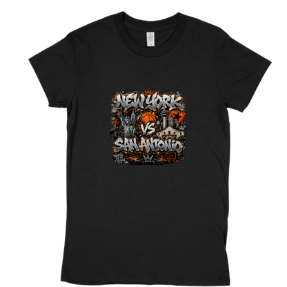 New York vs San Antonio PNG Graffiti Basketball Championship Sublimation Design