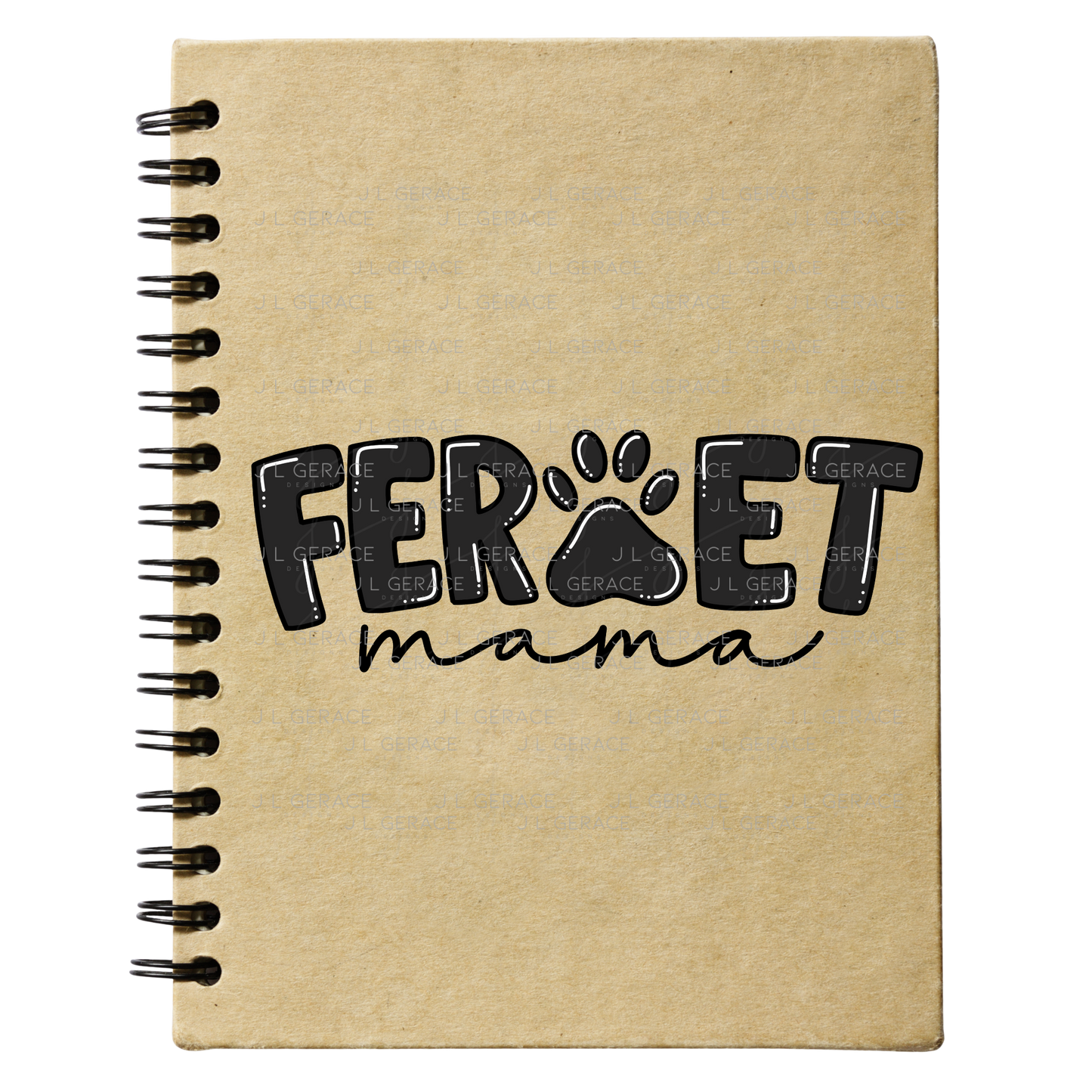 Ferret PNG – Black Paw Print Word Design for Pet Lovers