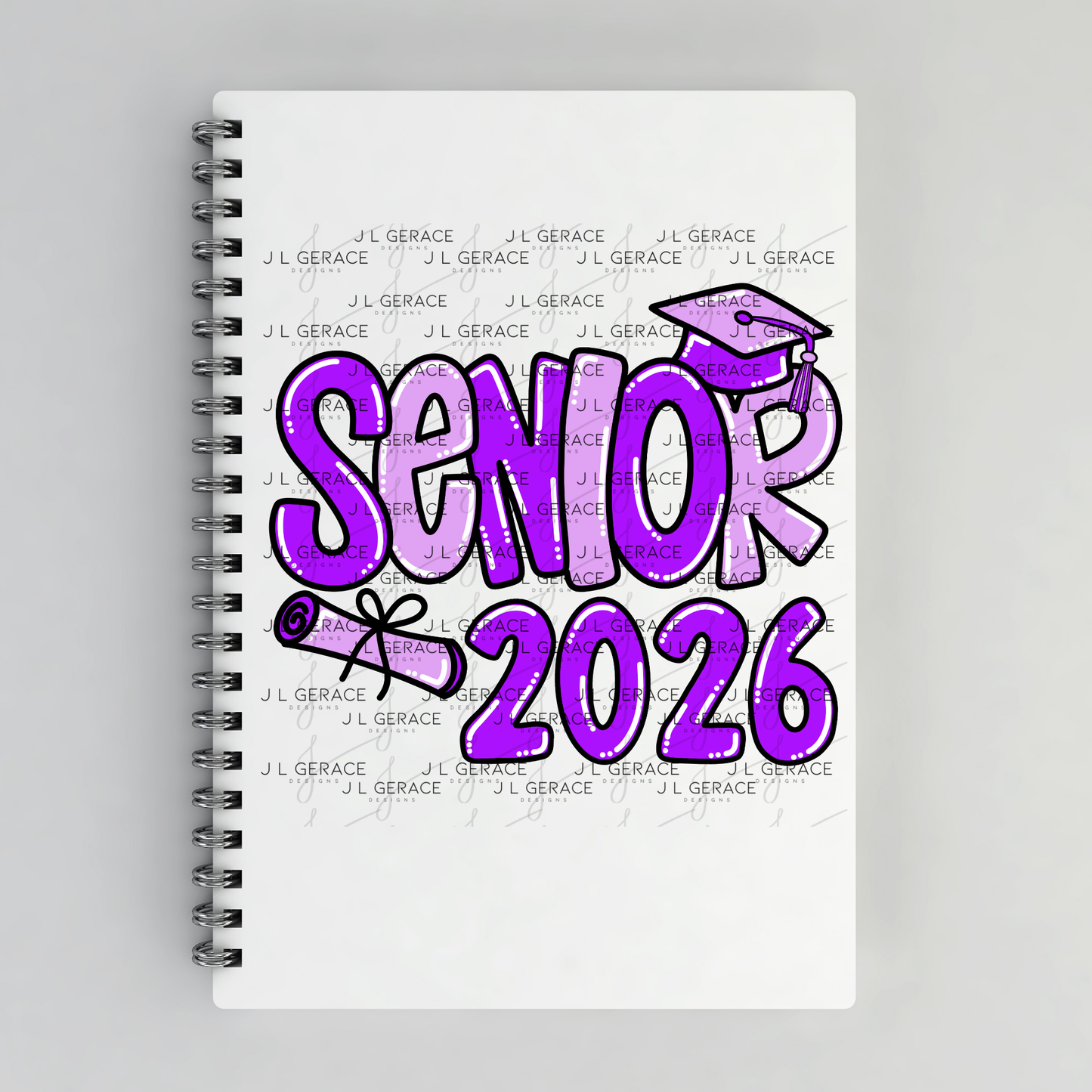 Senior 2026 PNG – Purple Graduation Cap and Diploma Design
