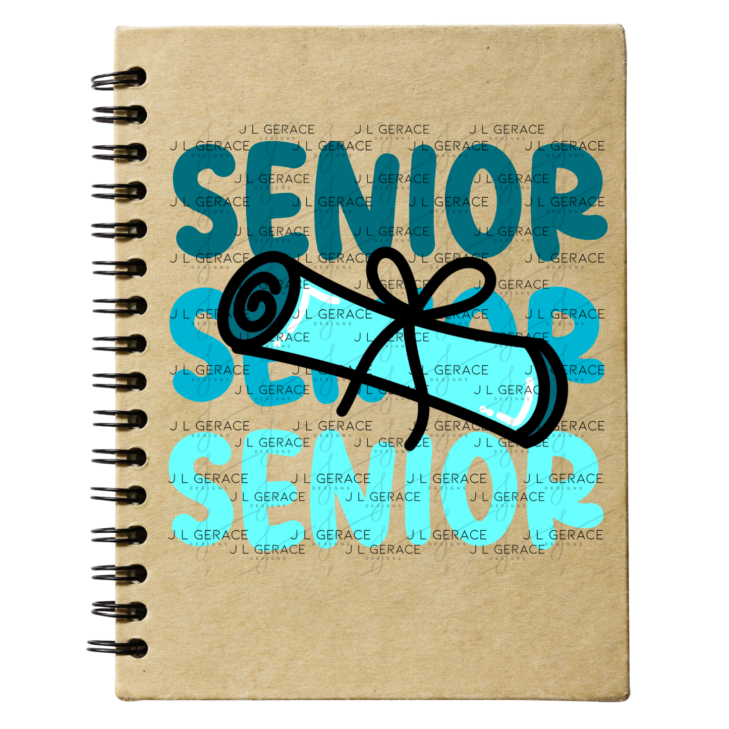 Senior PNG – Teal Diploma Graduation Lettering Design