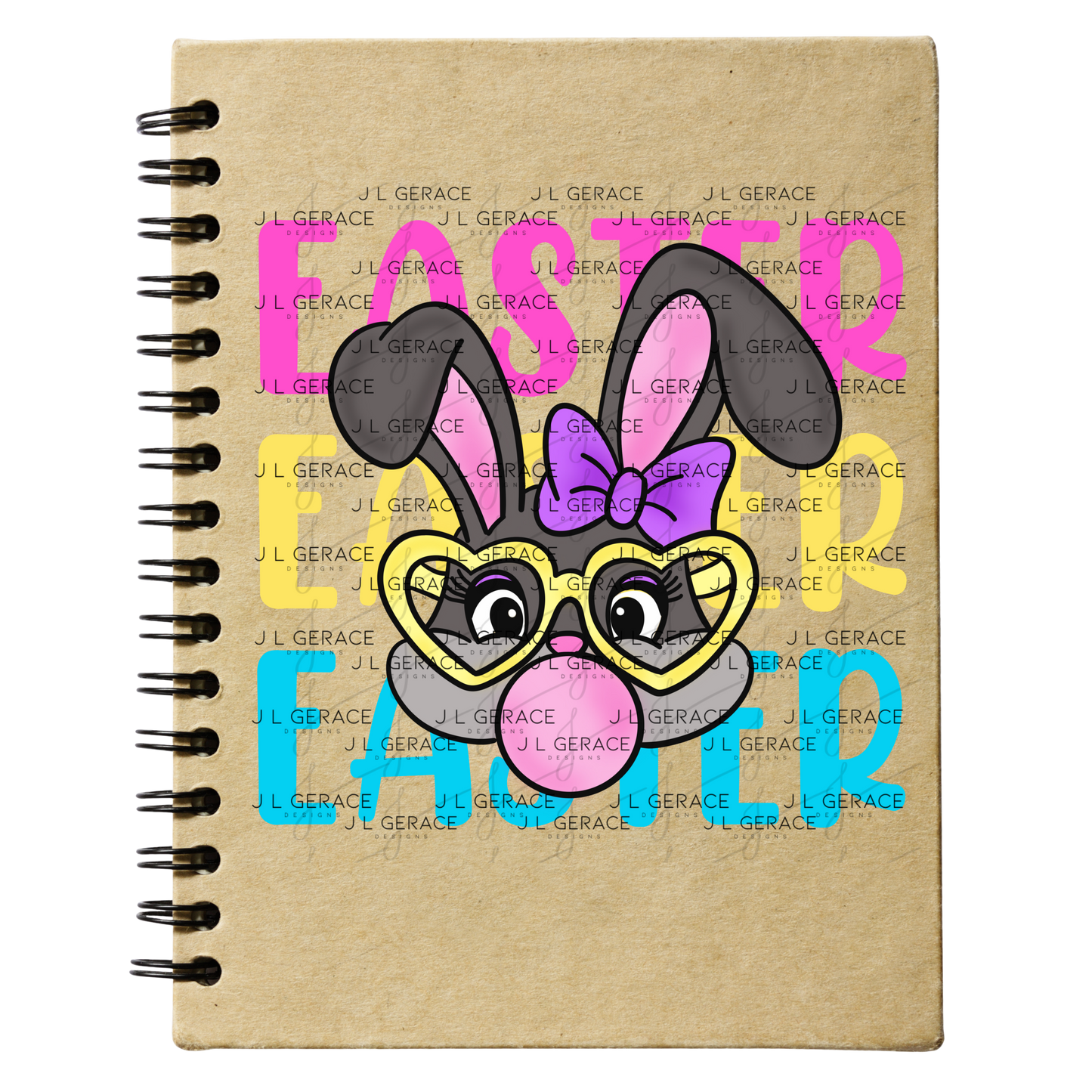 EASTER EASTER EASTER Bunny with Glasses Pink - Yellow - Blue PNG