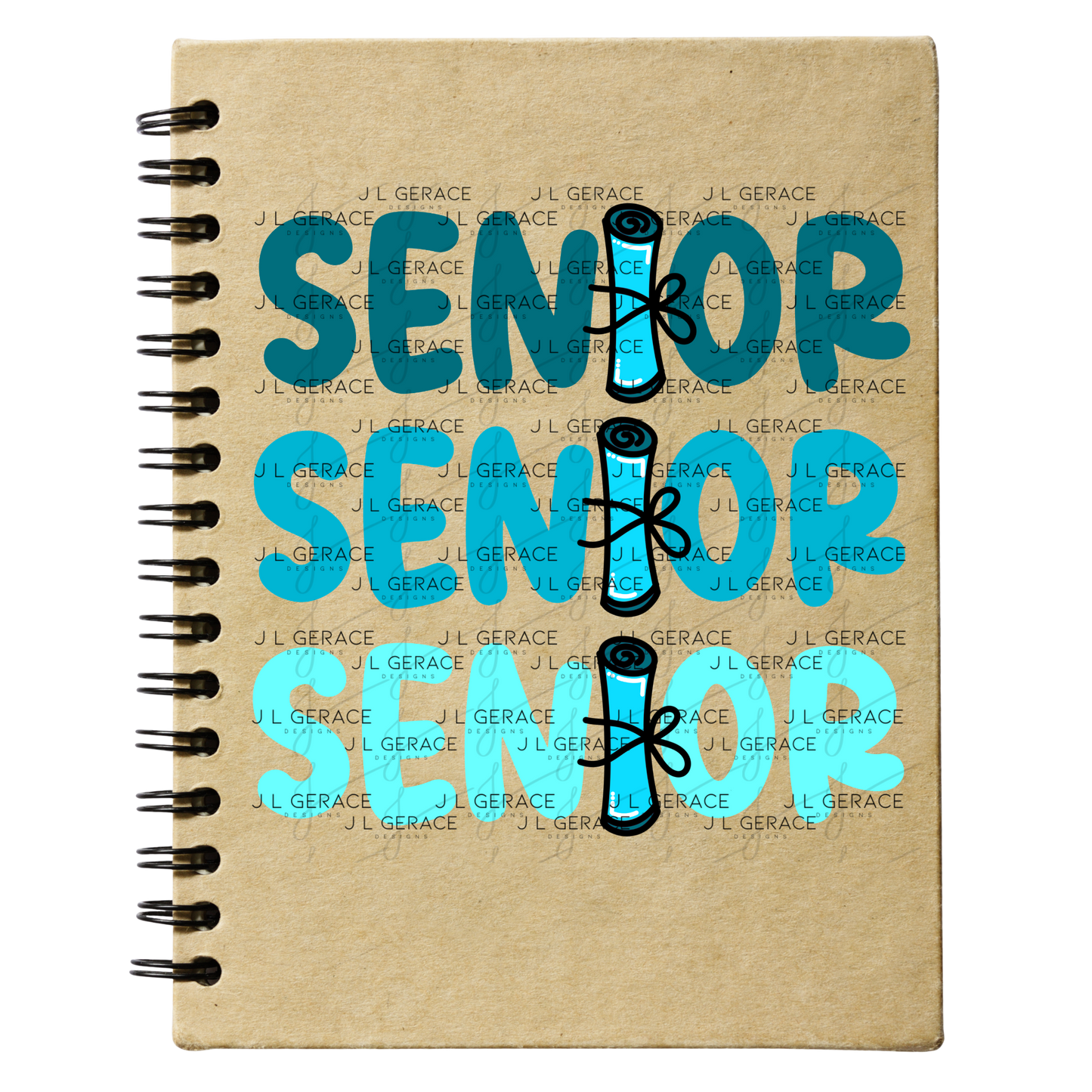 Senior PNG – Teal Diploma Graduation Lettering Design
