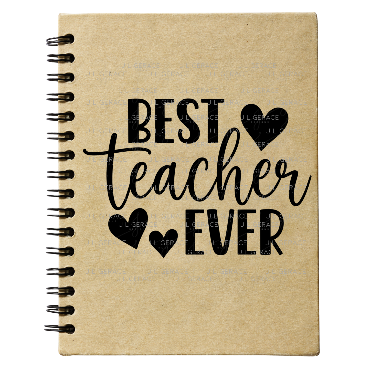 Best Teacher Ever Hearts Black and White PNG