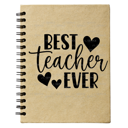 Best Teacher Ever Hearts Black and White PNG