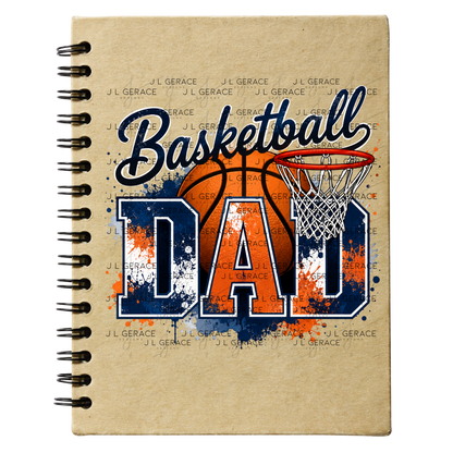 Basketball Dad PNG – Blue Orange Paint Splatter Design with Hoop and Ball