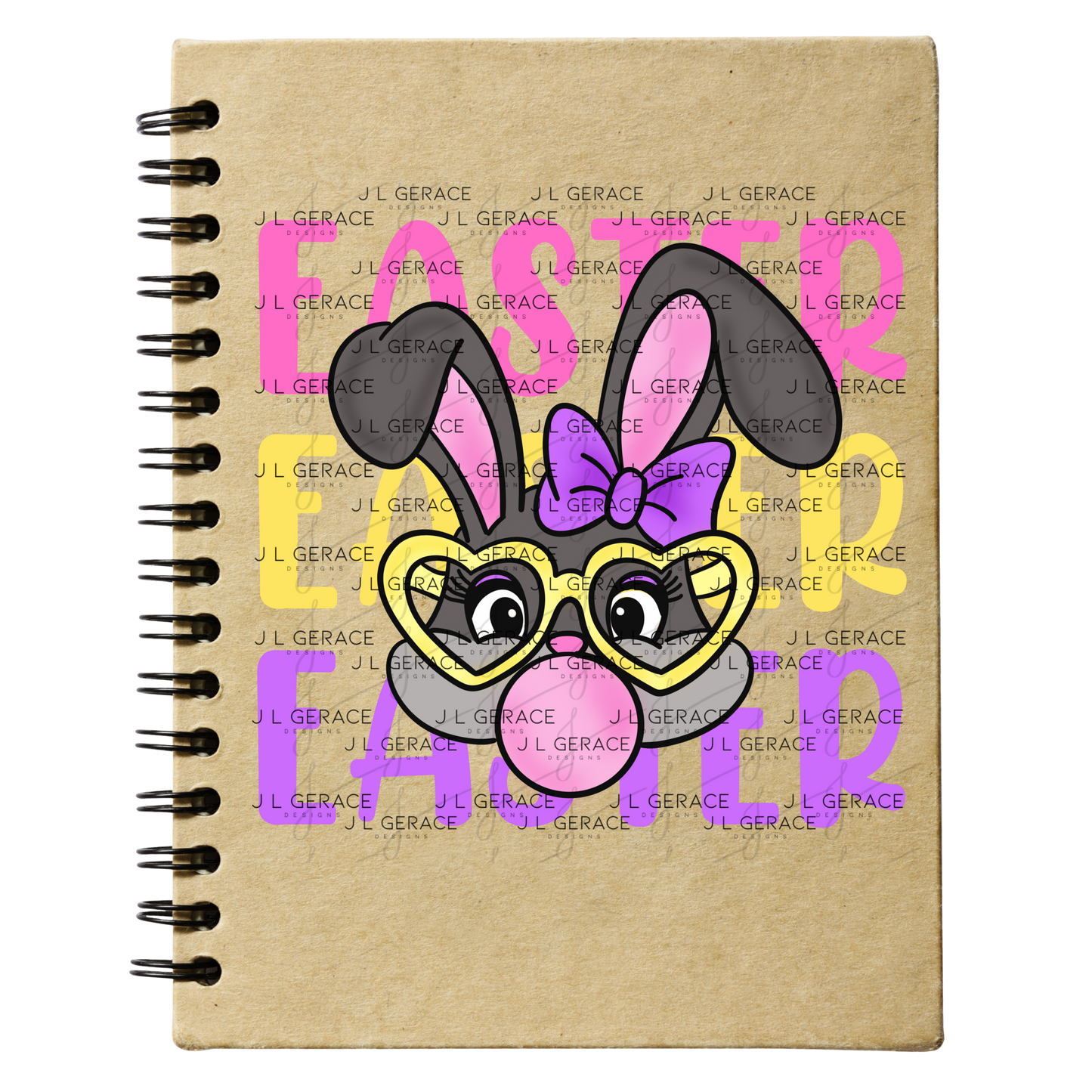 EASTER EASTER EASTER Bunny with Glasses Pink - Yellow - Purple PNG