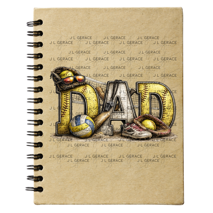Dad PNG – Softball Multi-Sport Design with Bat Glove Volleyball and Gear
