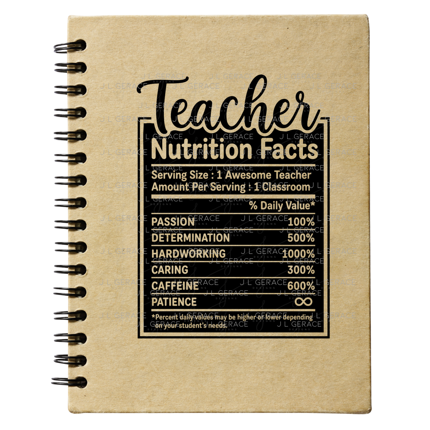 Teacher Nutrition Facts PNG Digital Download (2 Colors)