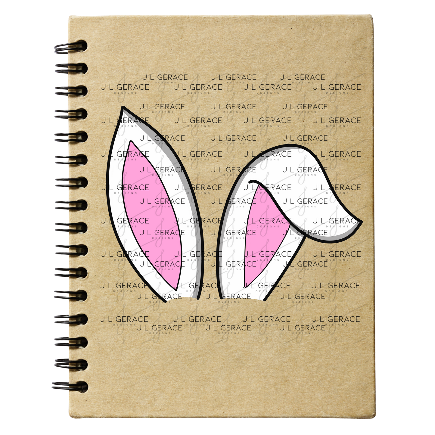 White Easter Bunny Ears Black Outline PNG