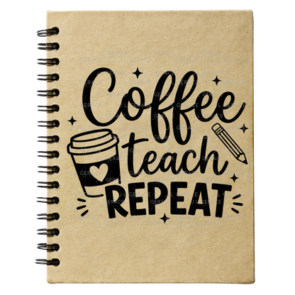 Coffee Teach Repeat Teacher PNG Bundle Digital Download (2 Colors)