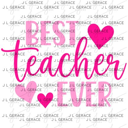 Best Teacher Ever Hearts Pink PNG