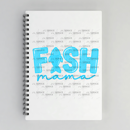 Fish Mama PNG – Blue Fishing Design with Fish Silhouette Letter