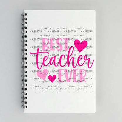 Best Teacher Ever Hearts Pink PNG