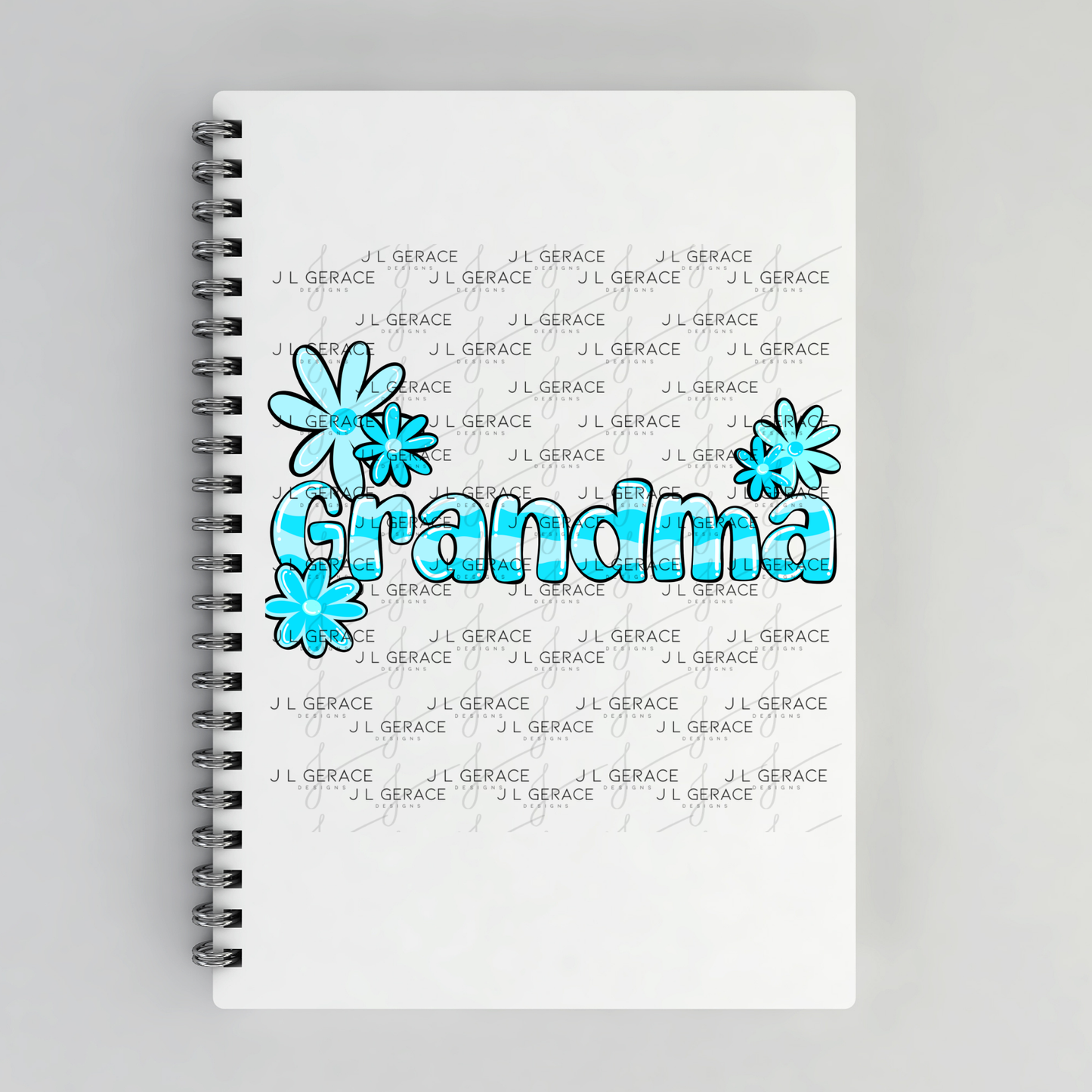 Grandma PNG – Blue Floral Name Sublimation Design